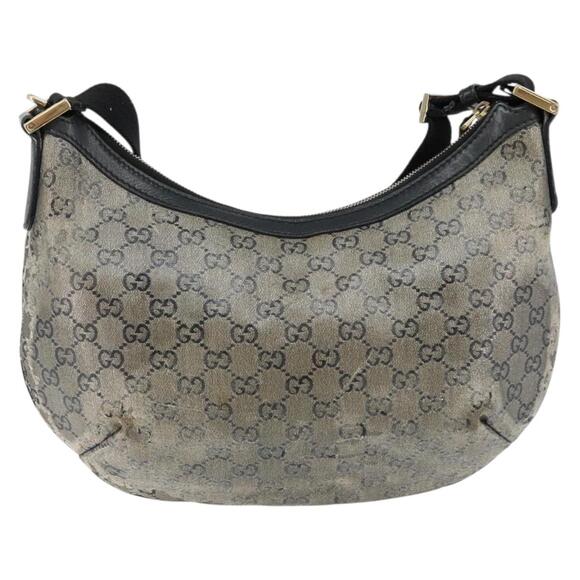 GUCCI GG Crystal Shoulder Bag Coated Canvas Navy Gold - Picture 3 of 12
